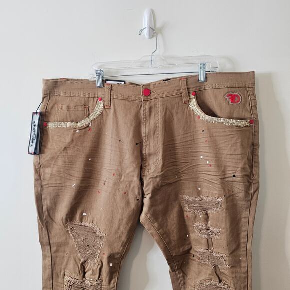 Frost Originals Khaki Distressed Jeans Size 46x32 - Picture 3 of 6